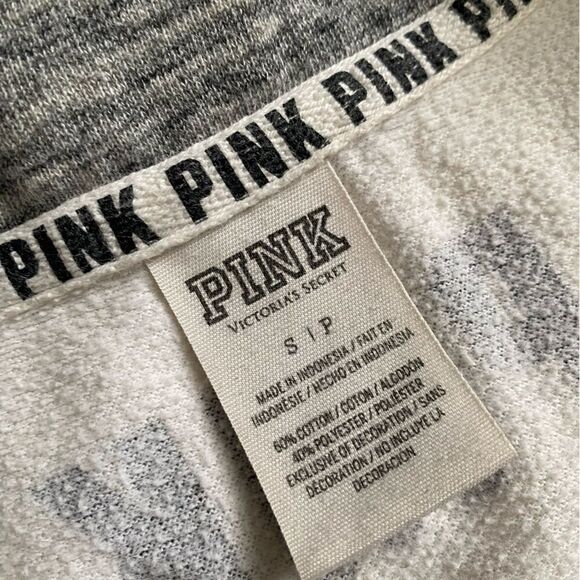 Victoria’s Secret PINK Quarter Zip Pullover Sweatshirt Gray Womens Size Small - Picture 9 of 9